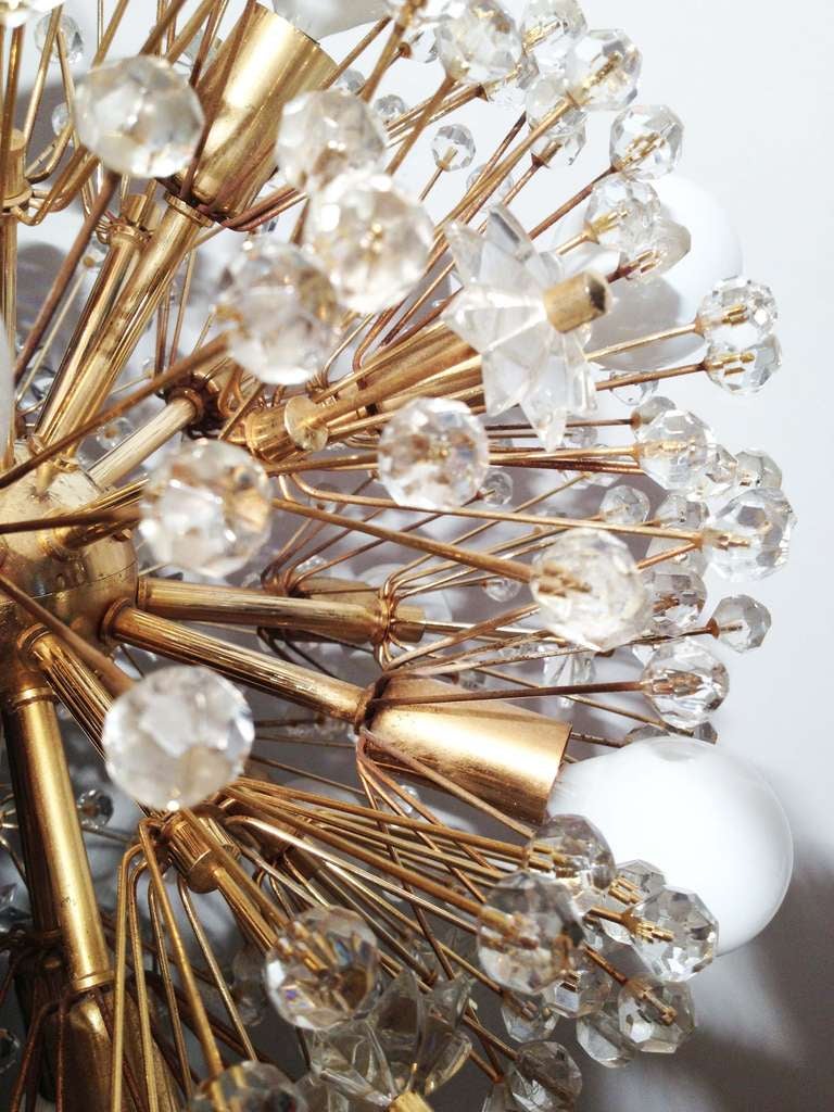 Mid Century Brass "Starburst" Chandelier by Stejnar