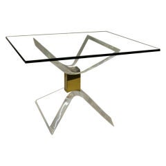 Sculptural Lucite Table with Glass Top