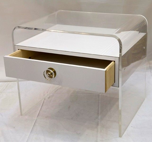 Pair of White Laminate and Lucite Side Tables/Nightstands at 1stDibs | lucite  nightstands, lucite night stand, lucite night tables