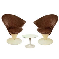 Pair of Mid Century Tulip Style Chairs with Cocktail Table