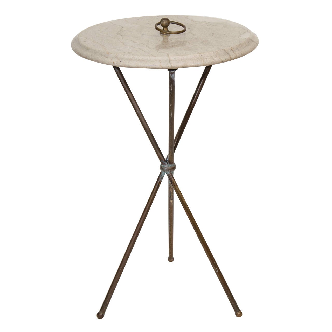 Vintage Marble and Bronze Tripod Side or Drinks Table, Italy