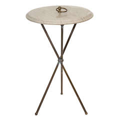 Vintage Marble and Bronze Tripod Side or Drinks Table, Italy