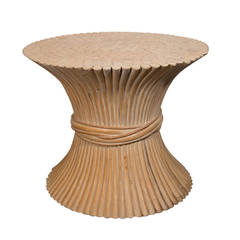 Mid Century Rattan "Wheat Sheaf" Side Table by McGuire