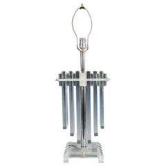Midcentury Single Table Lamp in Lucite and Chrome