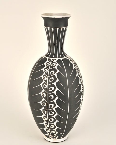 Mid Century Two-Tone Ceramic Gooseneck Vase