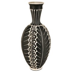 Mid Century Two-Tone Ceramic Gooseneck Vase