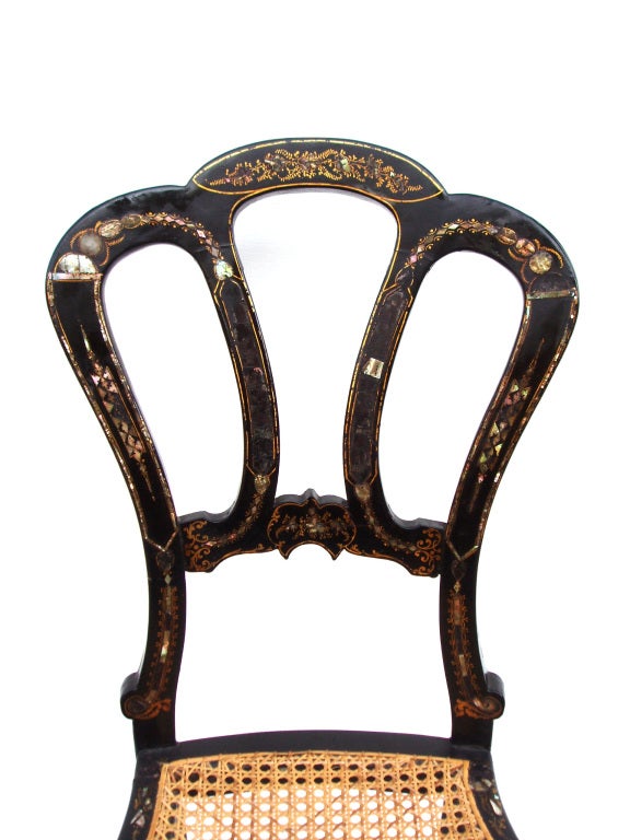 20th Century Single Antique Papier Mache and Mother of Pearl Ballroom Chair