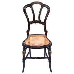 Single Antique Papier Mache and Mother of Pearl Ballroom Chair