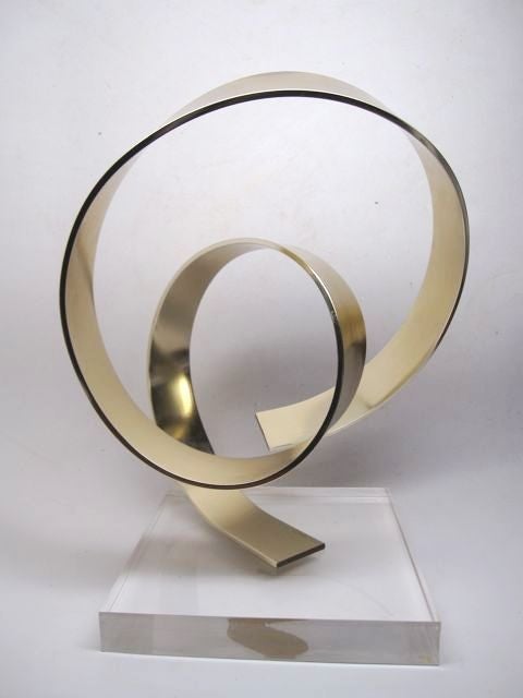 Brass Mid Century Kinetic Swirl Sculpture by Dan Murphy; 1978