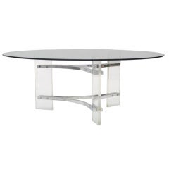 Mid Century Coffee or Cocktail Table w/ Lucite and Chrome Base