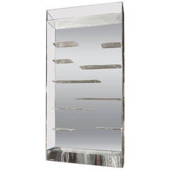 Retro Stunning Les Prismatiques Free Floating Lucite Shelves and Mirror Wall Vitrine