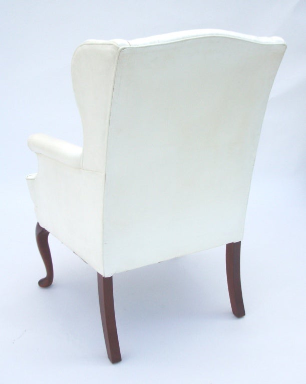 MidCentury White Vinyl Wing Chair with Tufted Seat at 1stDibs vinyl