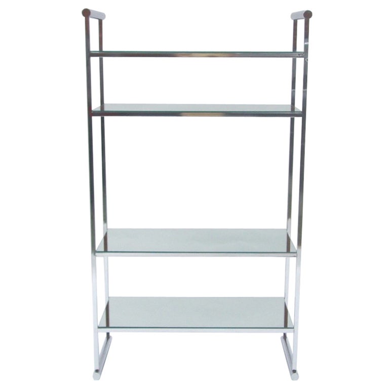Midcentury Chrome Etagere with Mirrored Shelves at 1stDibs