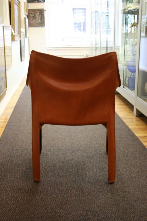 Pair of Cognac Leather CAB Chairs by Mario Bellini 3