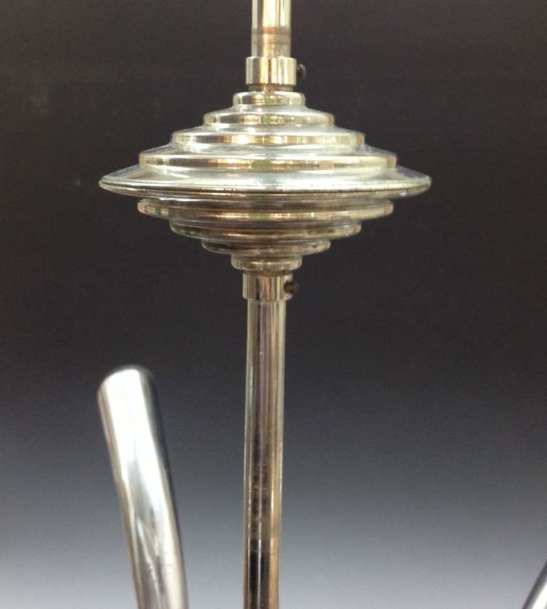 Art Deco Chrome Chandelier in the Manner of Guglielmo Ulrich In Good Condition In New York, NY