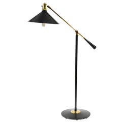 Mid-Century Modern Gerald Thurston for Lightolier Black Enamel Floor Lamp