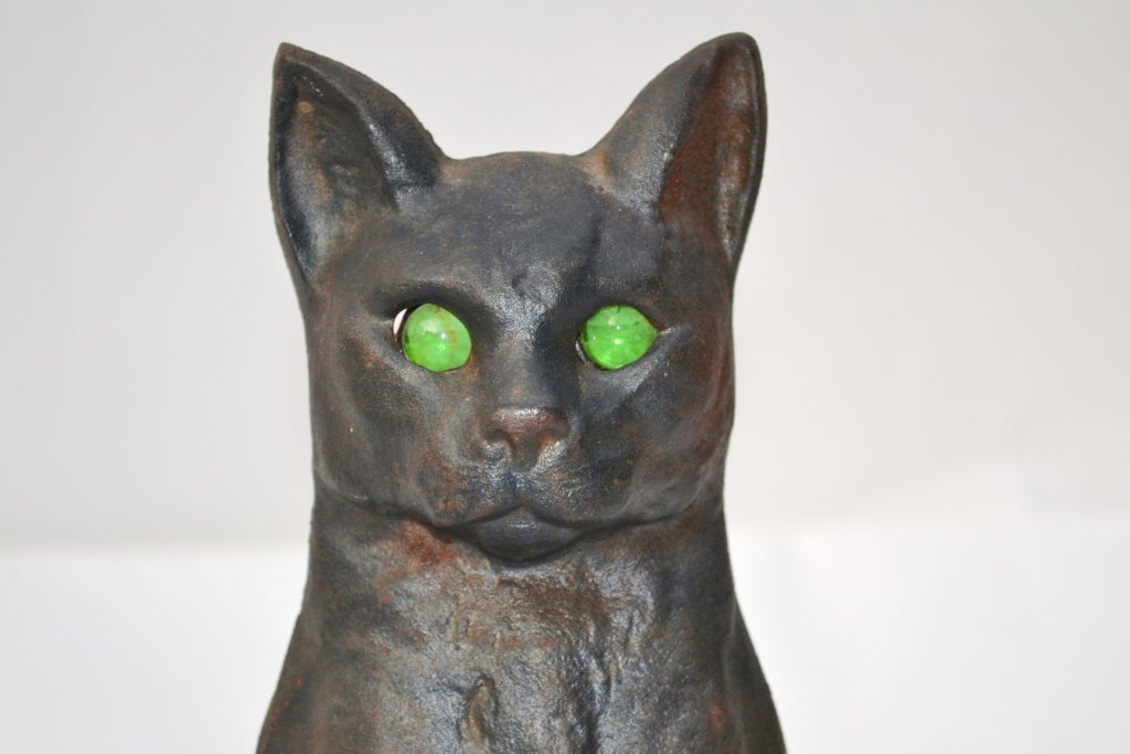 antique cast iron cat andirons