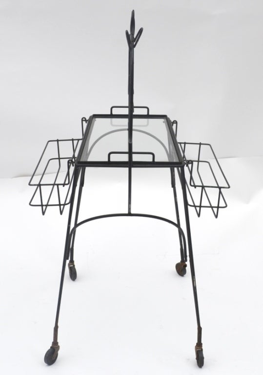 Mid-Century Wrought Iron Pony Bar Cart by John Risley 2