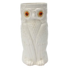 Mid Century Owl Form Umbrella Stand with Painted Eyes