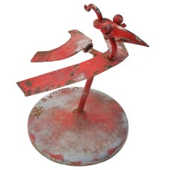 Vintage Folk Art Red "Rooster" Assemblage Sculpture.