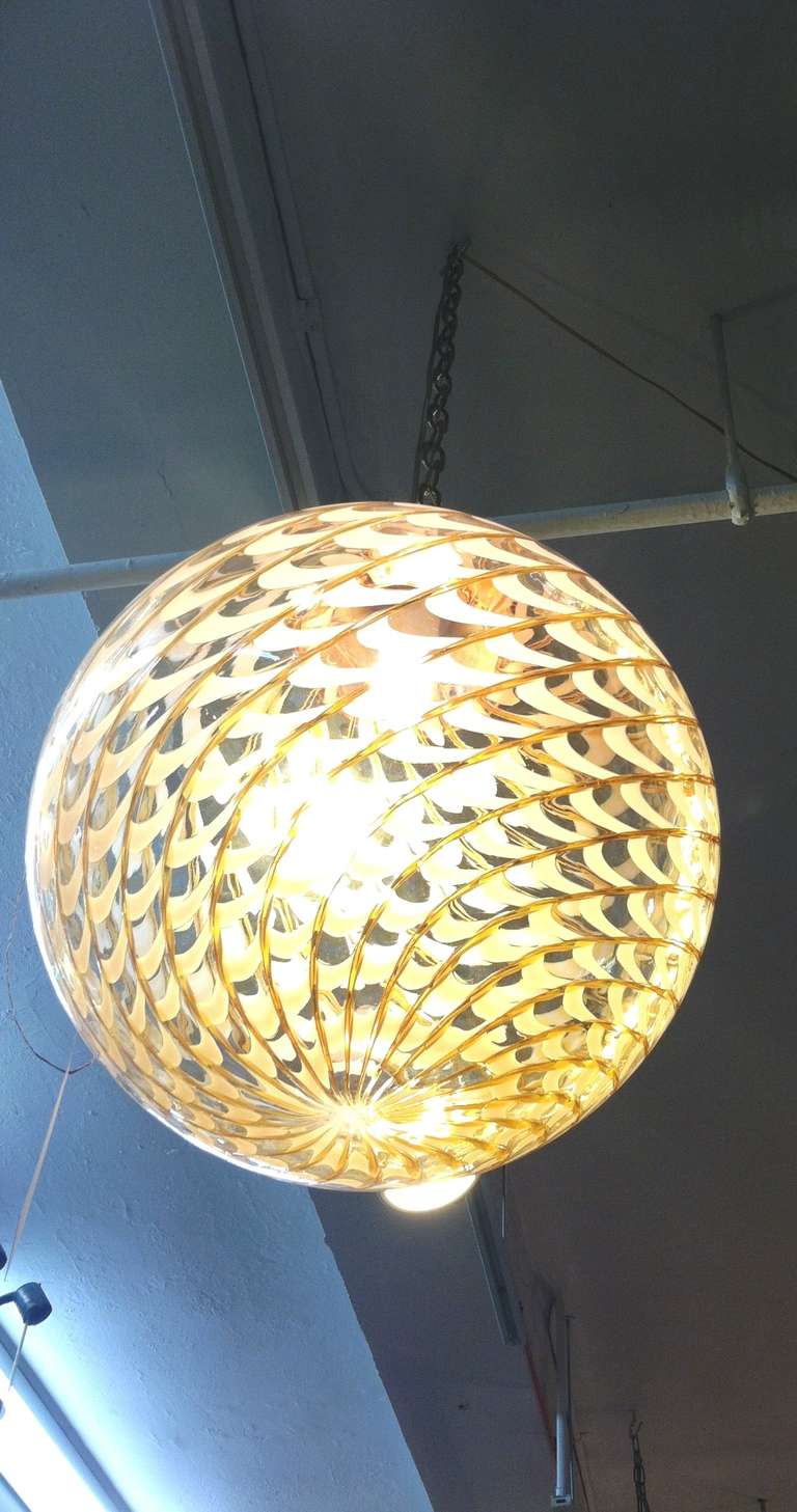 Mid-Century Modern Mid Century Italian Blown Glass Globe Table Lamp or Pendant