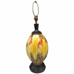 Single Mid Century Table Lamp with "Lava" Glaze