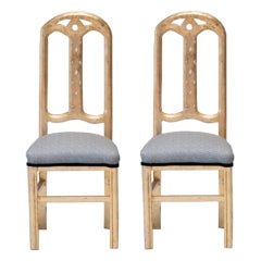 Pair of Italian Art Deco Style Gilt Frame Side Chairs