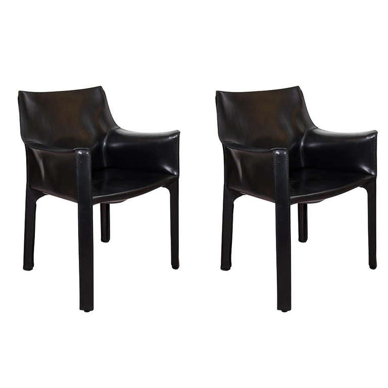 A Mid Century Pair of Mario Bellini Cab Lounge Chairs for Cassina