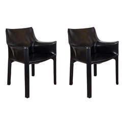 A Mid Century Pair of Mario Bellini Cab Lounge Chairs for Cassina