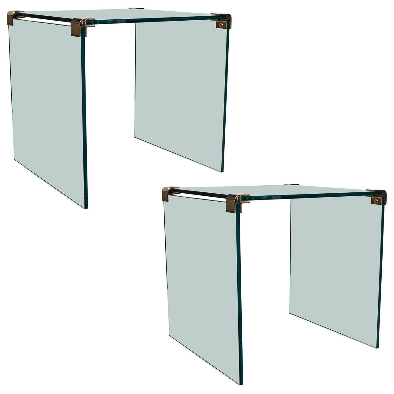 Mid-Century Pair of Glass End or Side Tables by Leon Rosen for Pace Collection