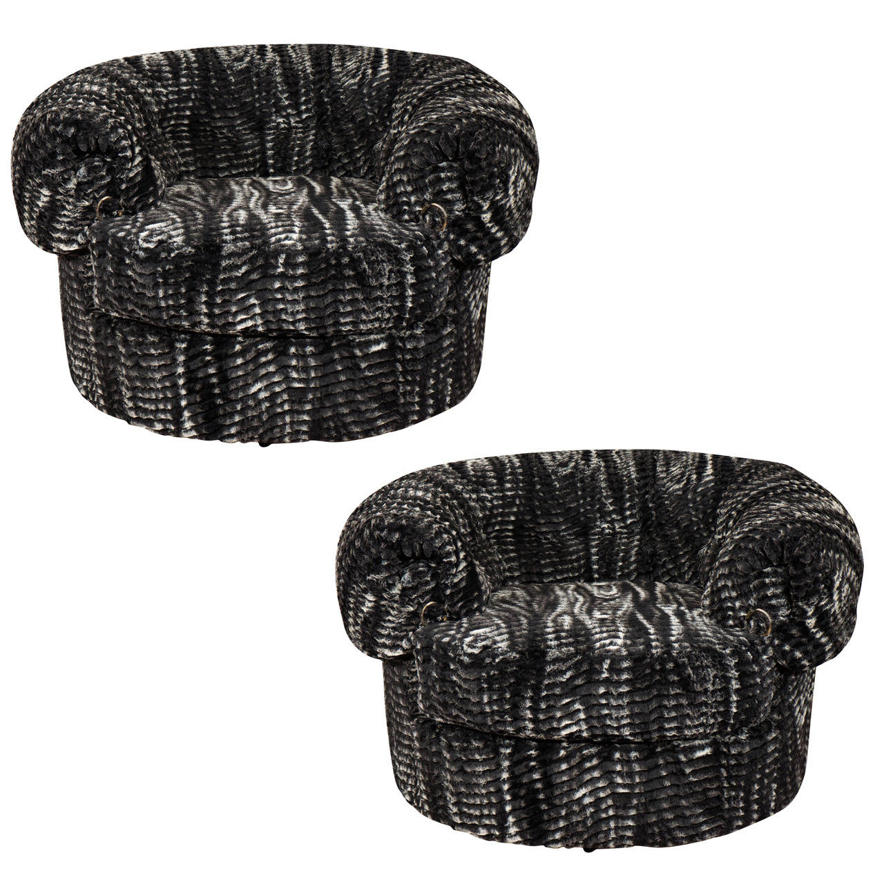 Fantastic Luxurious Jean Royere Style "Boule" Club Chairs For Sale