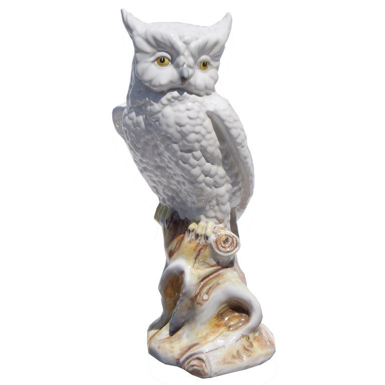 Mid Century Hand Painted Ceramic Owl Sculpture by Raymor at 1stdibs