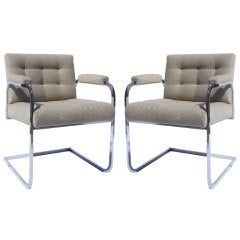 Mid-Century Tufted Chrome Armchairs by Patrician 9