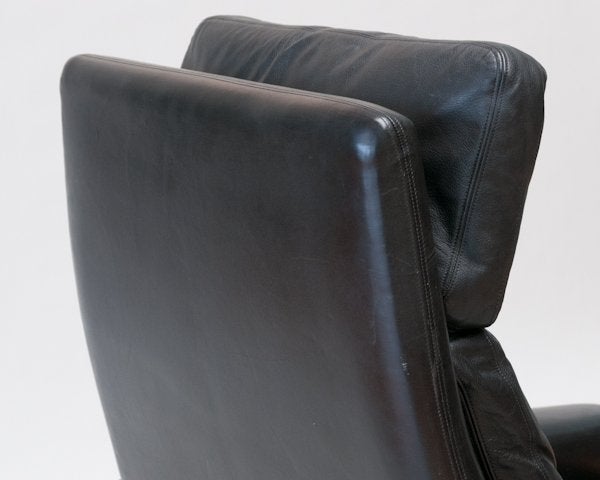 Mid-20th Century Mid Century Black Leather Swivel Chair