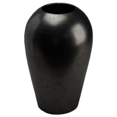 Vase en céramique Haeger du milieu du siècle avec glaçage gris métallisé