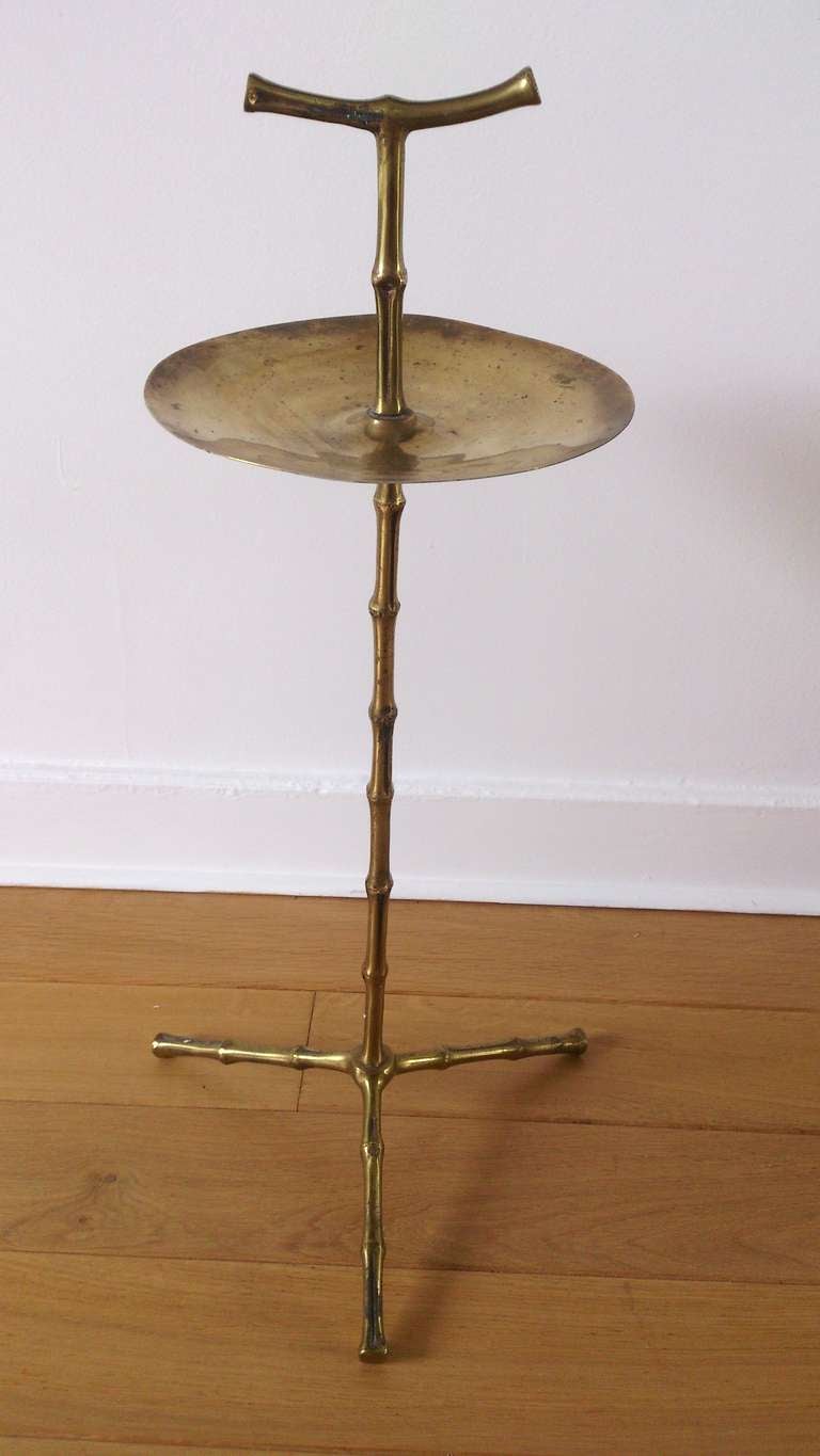 Mid Century Brass Faux-Bamboo Side Table by Maison Bagues