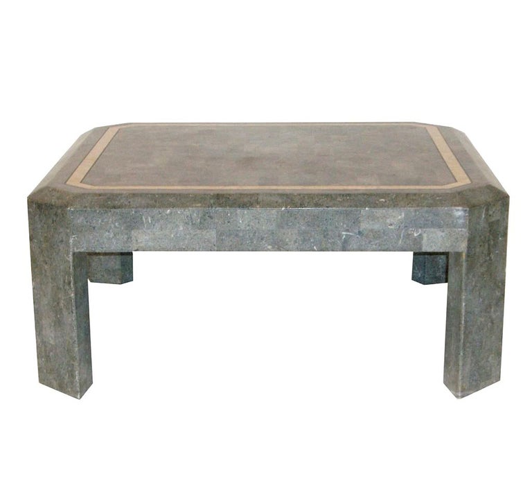 MidCentury Tessellated Grey Stone Cocktail Table at 1stDibs