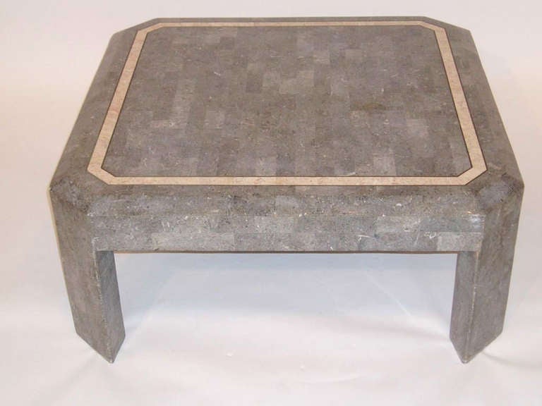 American Mid-Century Tessellated Grey Stone Cocktail Table