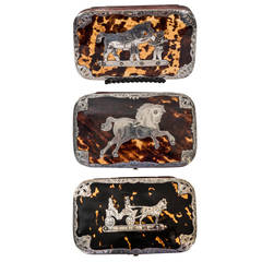 A Set of Three 19th Century Dutch Tortoiseshell Cigar Cases with Silver Mounts