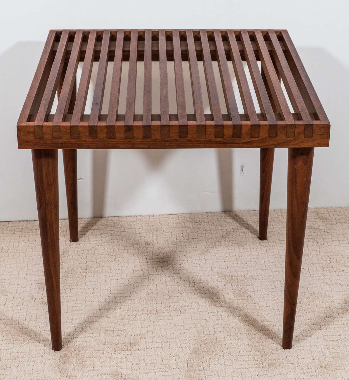 Midcentury Modern Slat Wood End or Side Table by Mel Smilow 3