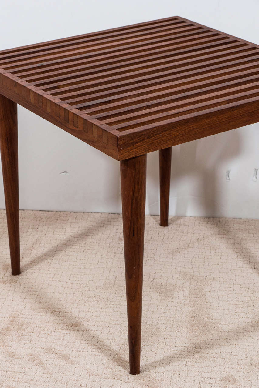 Midcentury Modern Slat Wood End or Side Table by Mel Smilow For Sale 8