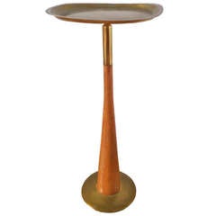 Mid Century French Wood and Brass Stand