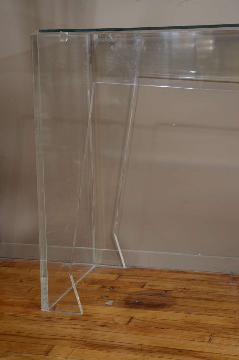  Spectacular Modernist Custom Designed Lucite Mirror and Console For Sale 2