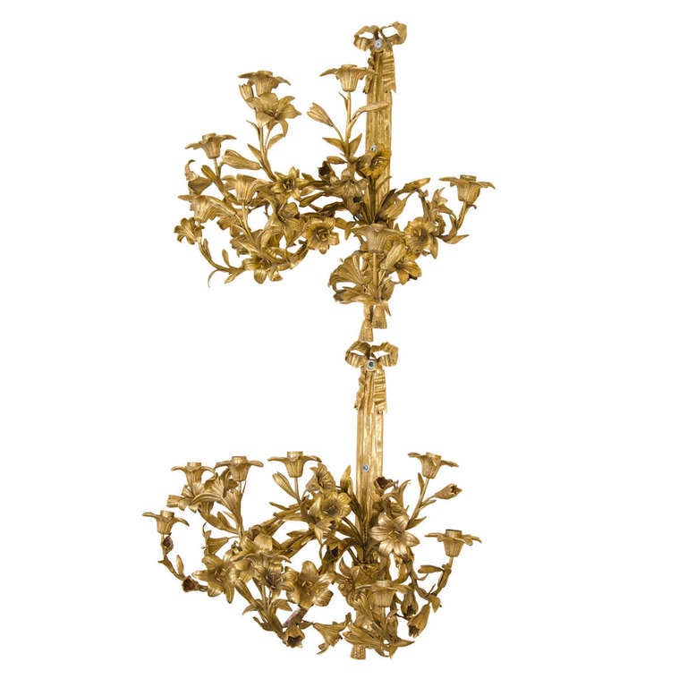 Pair of Late 19th Century Bronze, Swedish Candelabra Wall Sconces
