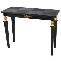 Mid Century Ebonized Console Table with Egyptian Motif