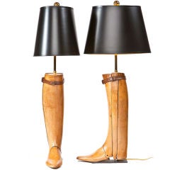 Antique Pair of Boot Tree Table Lamps