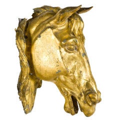 Antique Horse Bust Livery Stable Trade Sign in Gilt Metal