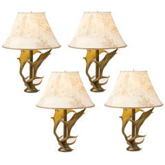 Vintage Set of Four Antler Table Lamps