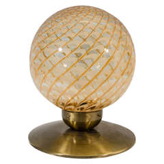 Mid Century Italian Blown Glass Globe Table Lamp or Pendant