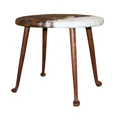 Mid Century Cowhide Covered Stool
